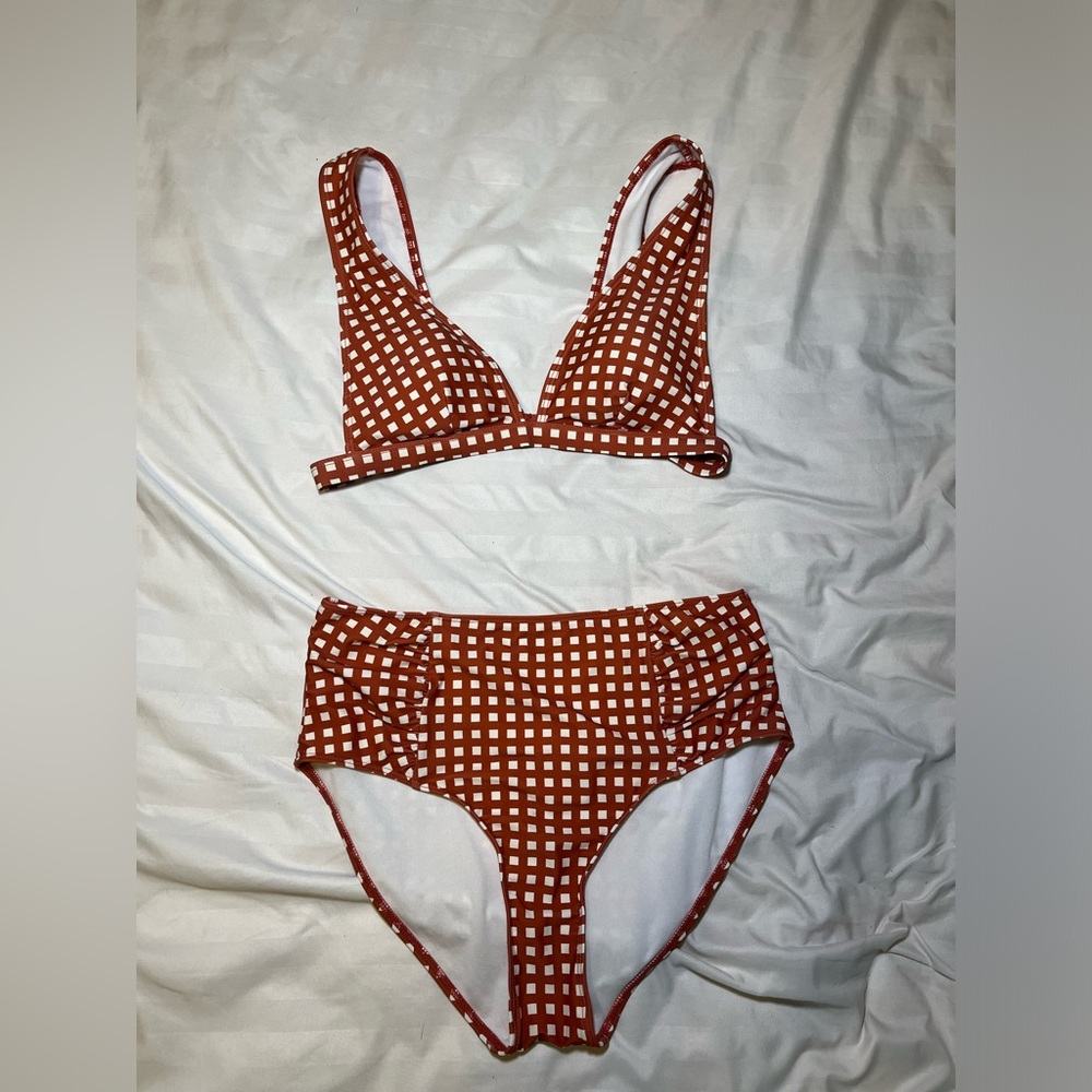 Plaid Burnt Orange Bikini